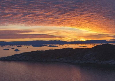 Sonnenuntergang am Fjord - Hotel Icefiord, Groenland