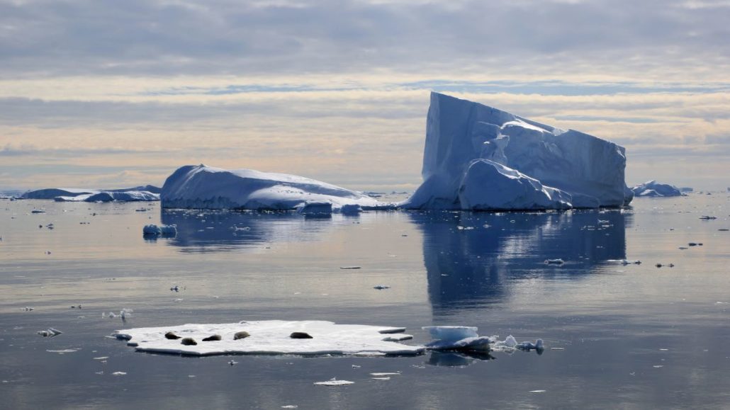 Crystal Sound mit Eisbergen und Treibeis, Antarktis