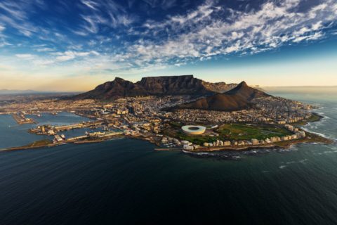 Luftaufnahme des Tafelbergs, Kapstadt, Südafrika